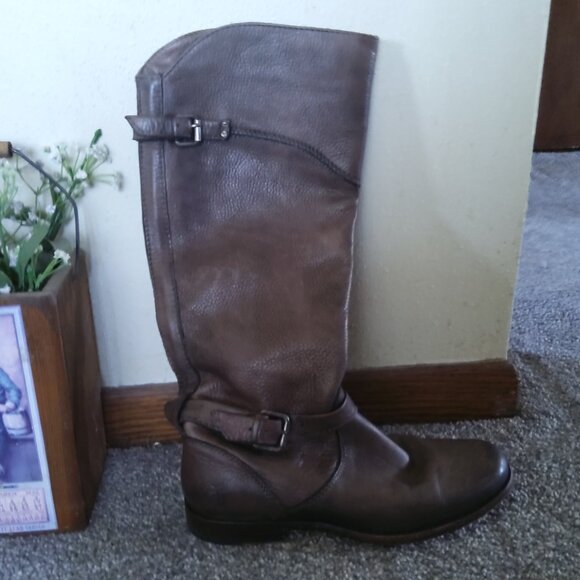 FRYE PHILIP GRAY GENUINE LEATHER BOOTS - Picture 1 of 3